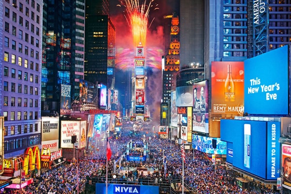 Imagem de ano novo, na Times square