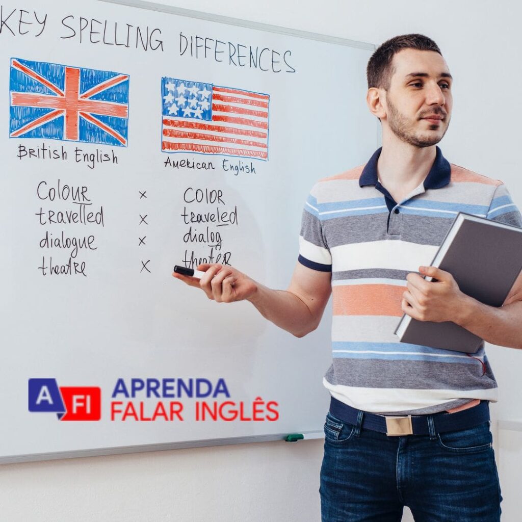 Quadro mostra um professor ensinando inglês